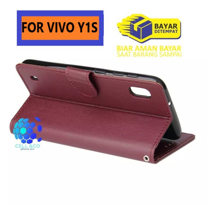 Flip cover VIVO Y1S Flip case buka tutup kesing hp casing flip case Premium leather wallet