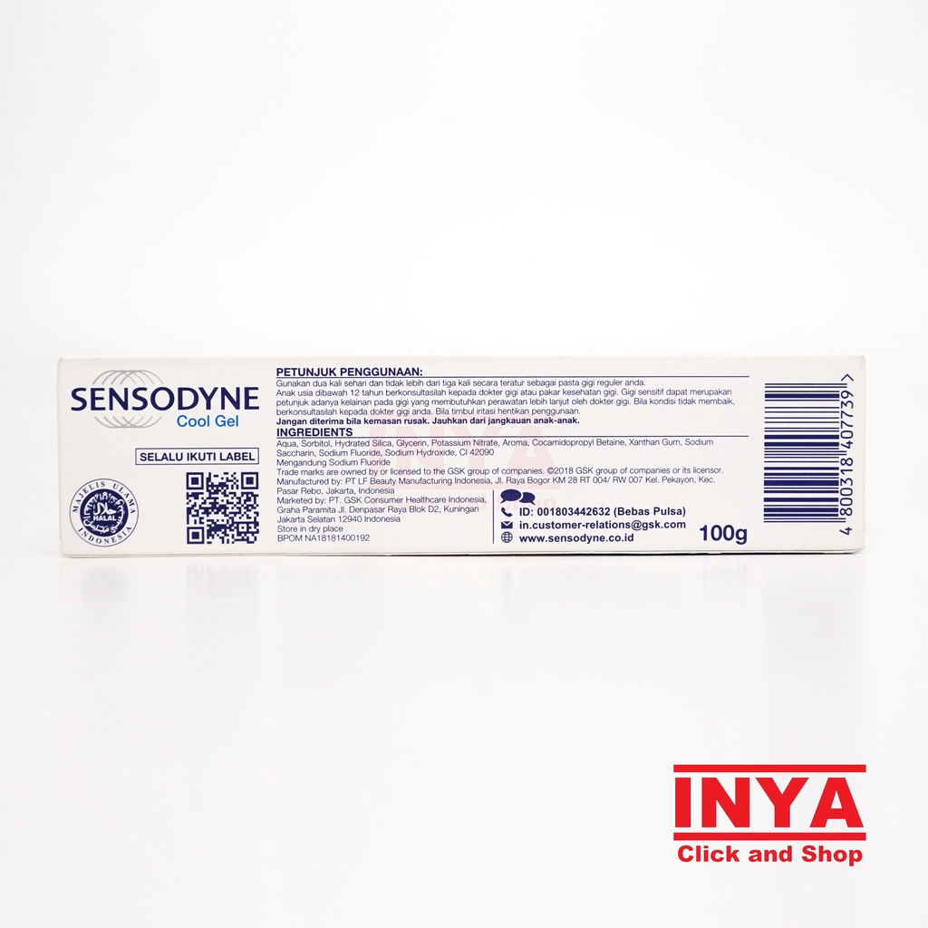 SENSODYNE COOL GEL FLUORIDE TOOTHPASTE 100gr - Pasta Gigi - Odol