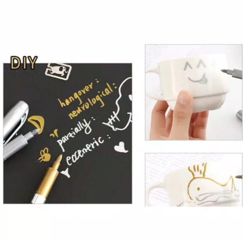 

Pen Marker metalik warna emas dan silver (per pcs)