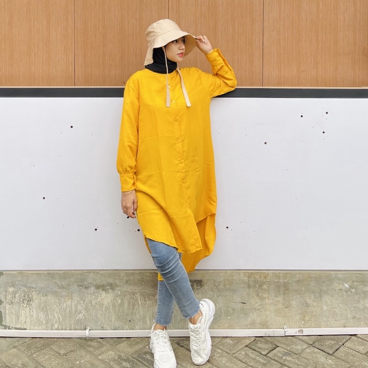 RX FASHION - KEMEJA AILEN KATUN TWISTCONE XXL /TUNIK AYUMI / Hanley long shirt  / Hanley Tunik Atasan Muslim Fashion Wanita Termurah &amp; Terlaris / azkiya tunik premium - NN