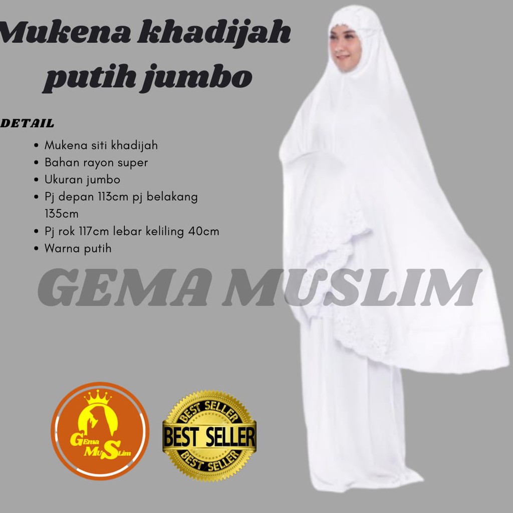 mukena khadijah putih jumbo