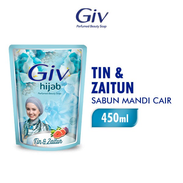 GIV HIJAB BODY WASH TIN &amp; ZAITUN 450ML REFILL SABUN MANDI CAIR