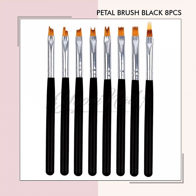 Petal brush set 8pcs nail art brush kuas nail art painting brush kuas kelopak