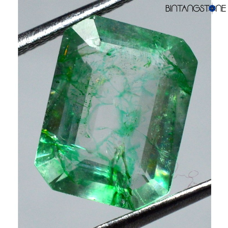 GGL Certified Green Beryl Colombia Muzo Mozo Natural 6.45 Ct Emerald Zamrud Columbia Sertifikat
