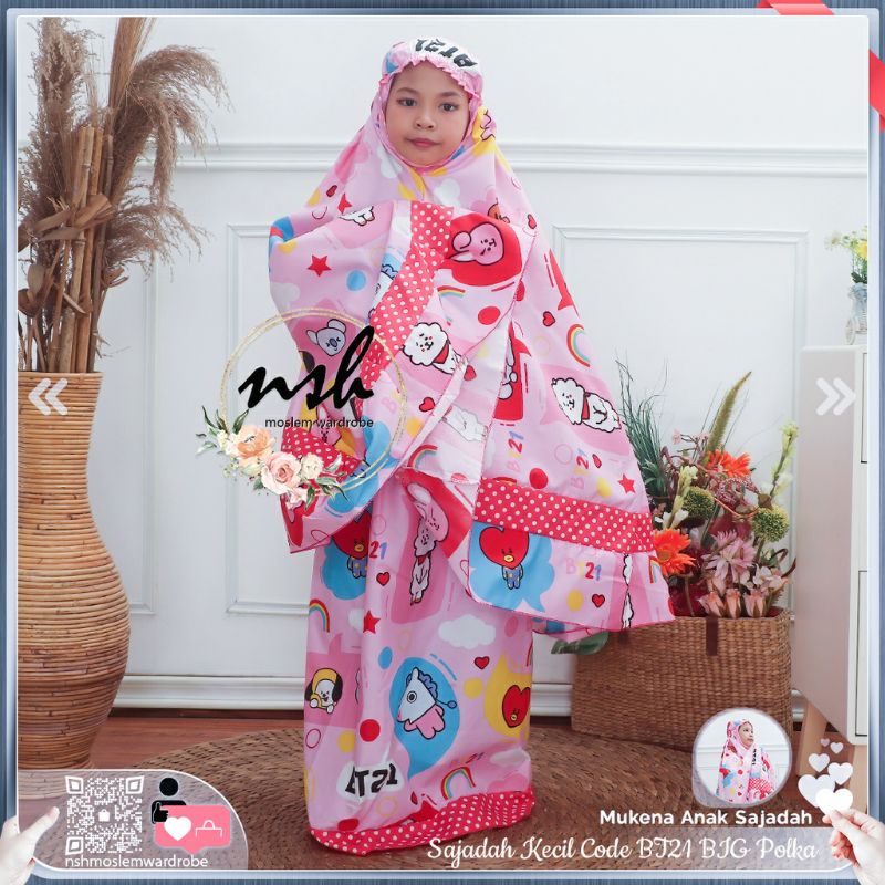 MUKENA ANAK BTS BT21 FREE TAS SAJADAH USIA 1-10 TAHUN MUKENA ANAK PEREMPUAN MUKENA ANAK KARAKTER