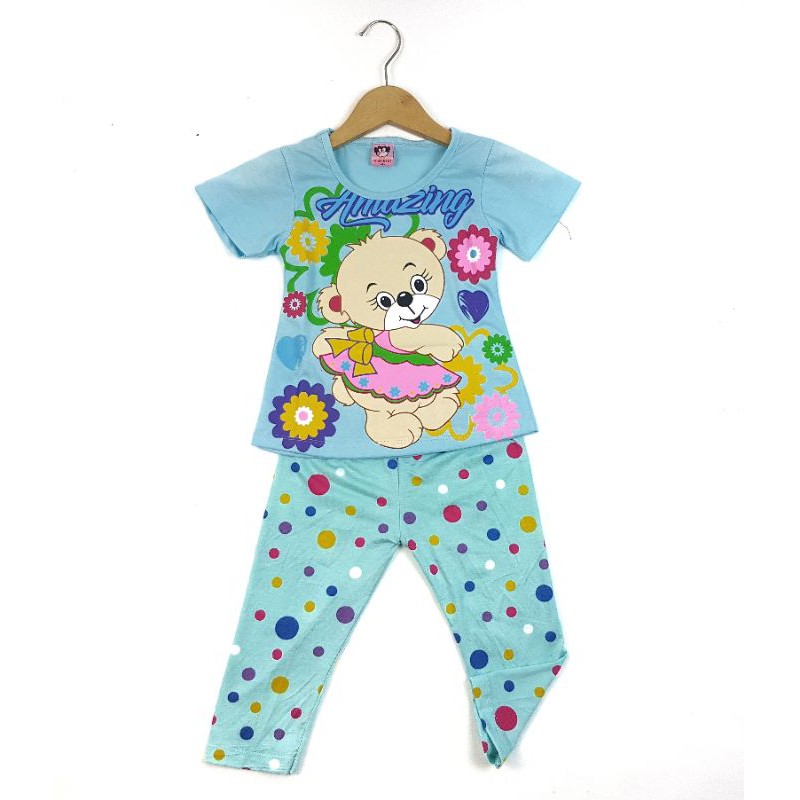 SETELAN CELANA LEGGING PAKAIAN ANAK PEREMPUAN2-7 TAHUN MOTIF BEAR AMAZING