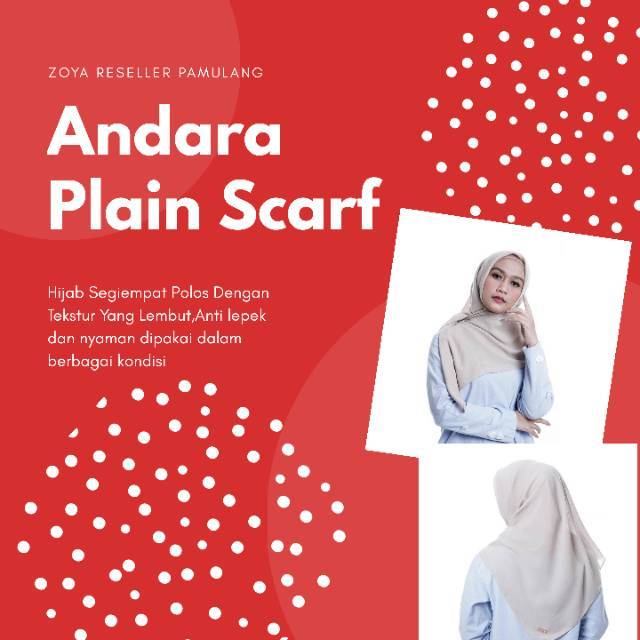 ANDARA PLAIN SCARF_KERUDUNG ZOYA POLOS SEGIEMPAT