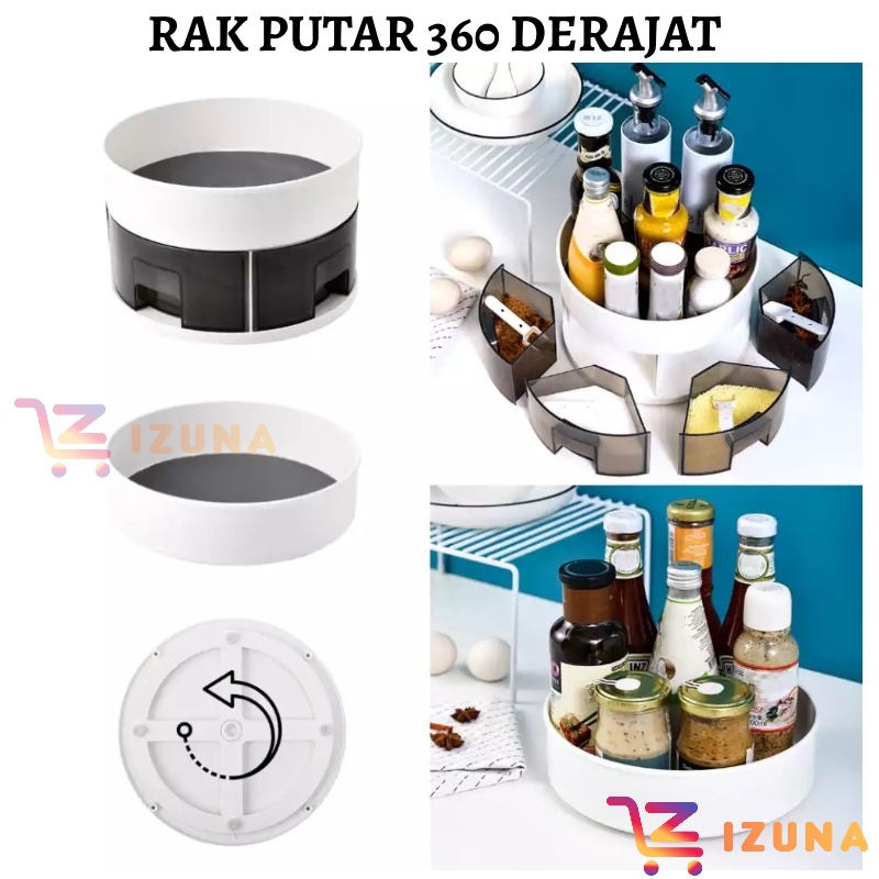 [IZUNA] Rak Putar Bumbu Dapur Bulat / Rak Bulat Putar / Rak Tempat Kecap Putar 360 Derajat