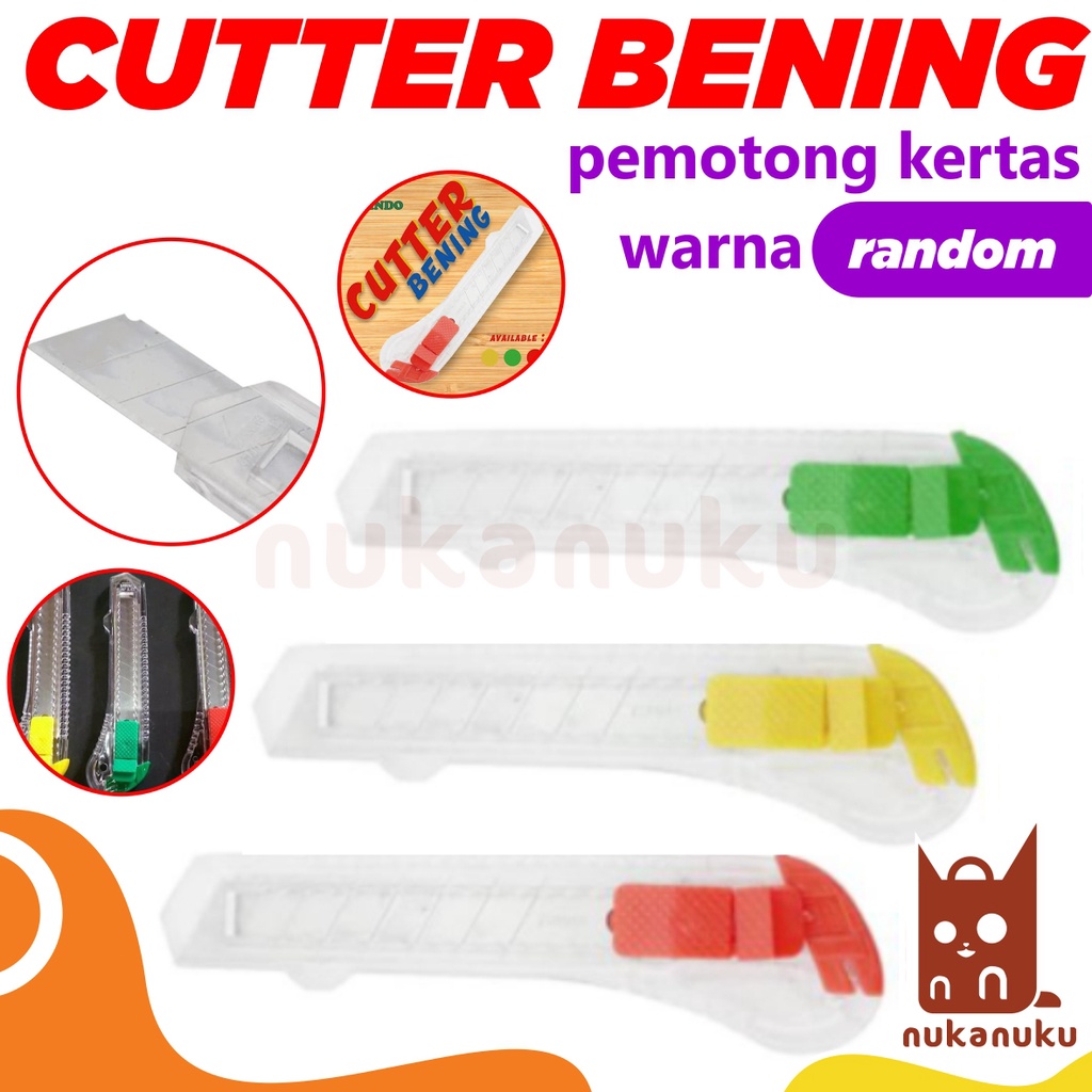 

NUKANUKU - Cutter / Pisau Cutter Bening / Pemotong Kertas / Alat Pemotong Kertas / Peralatan Kantor / Alat Potong Kertas