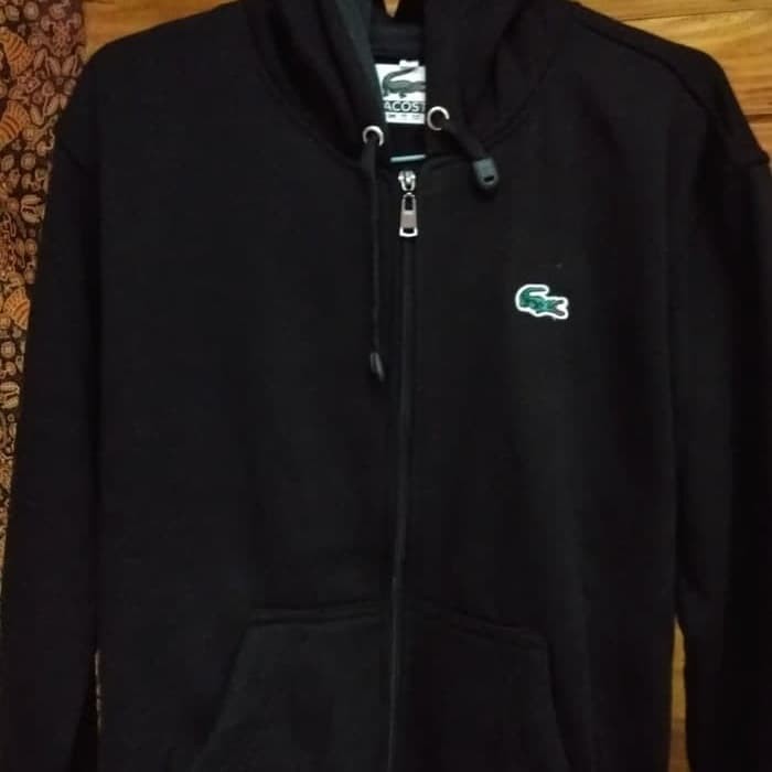 Jaket Hoodie Sweater Zipper LACOSTE Patch Bordir - High Quality