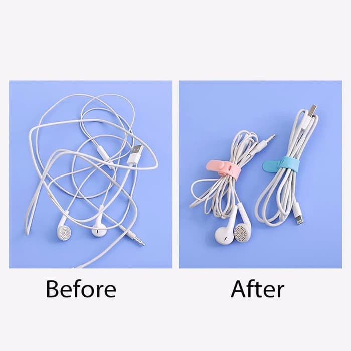 Pengikat Kabel Charger Headset Organizer Cable Clip Cord Holder Pengikat Penggulung