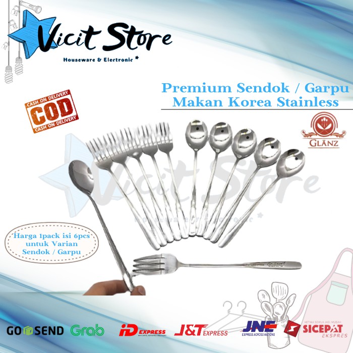 Sendok Garpu Makan Korea Premium Stainless Tebal (Harga 1pack isi 6pcs)