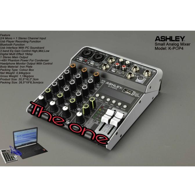 mixer audio usb bluetooth soundcard ashley kpop4 / kpop 4 original