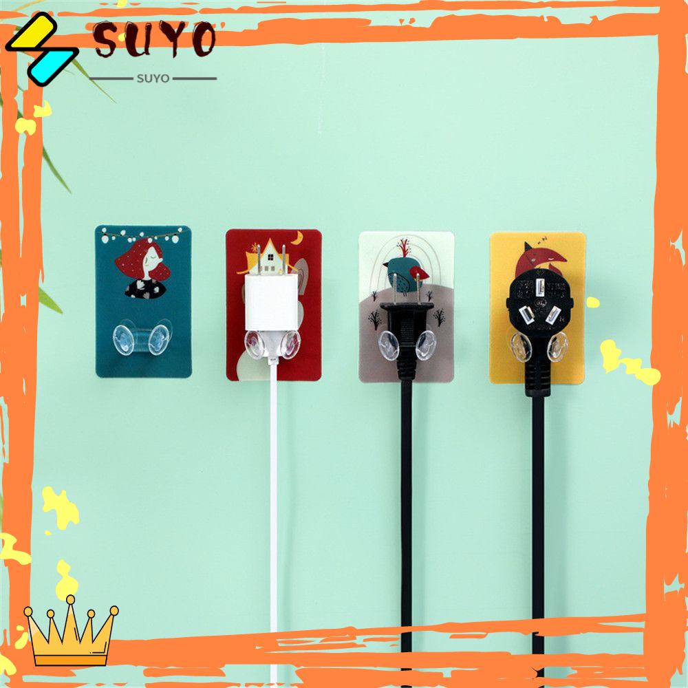 Suyo 4pcs Kait Gantung Dinding Holder Kabel Power Plug