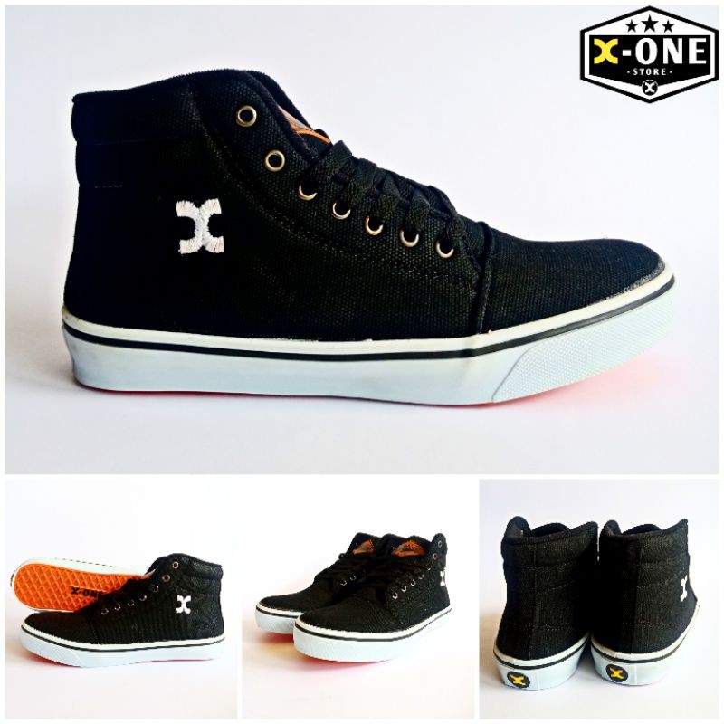 SNEAKERS BOOT COWOK PREMIUM TERMURAH | X ONE SHOES SK8 BLACK WHITE