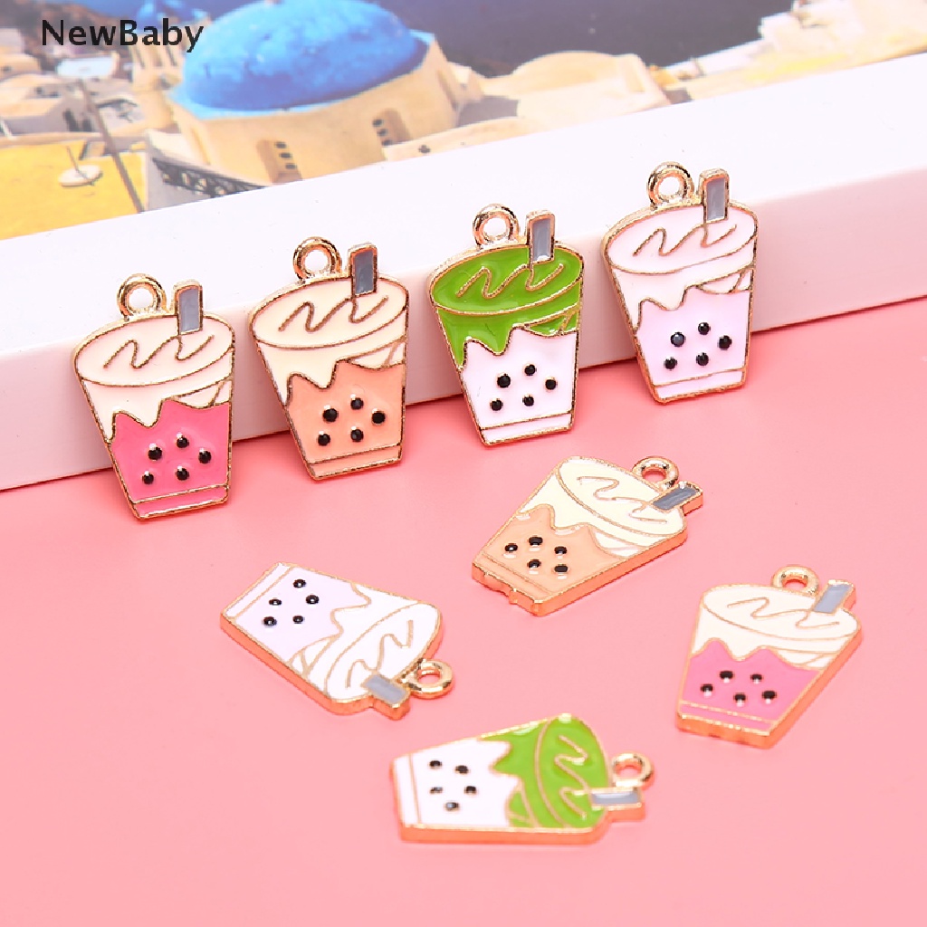 10pcs / lot Liontin Enamel Bentuk Milk Tea Untuk Membuat Perhiasan Anting