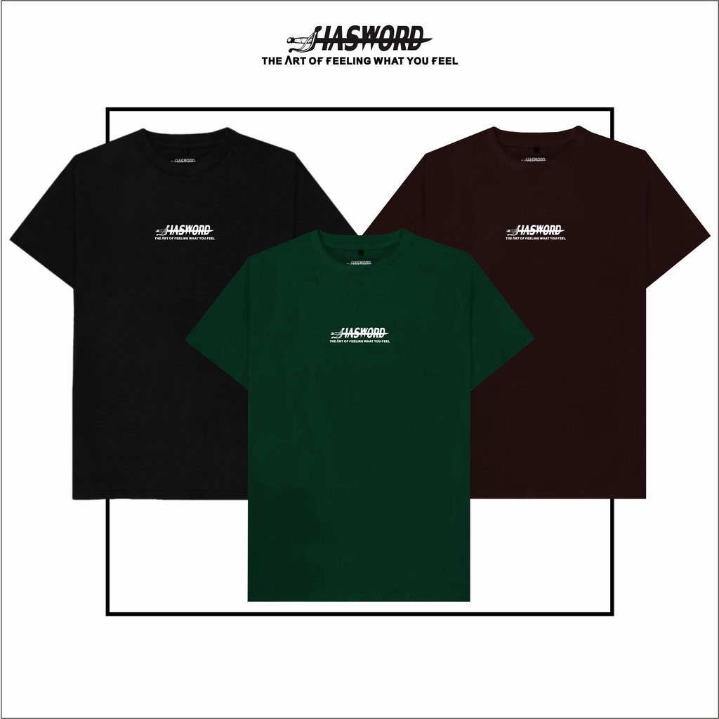 Kaos Hasword Hitam Coklat Tua Hijau Botol Simple Tag Artikel Special edition
