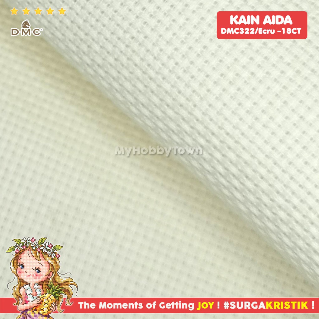 Kain Sulam Kristik Strimin Aida DMC 18ct ECRU DM322