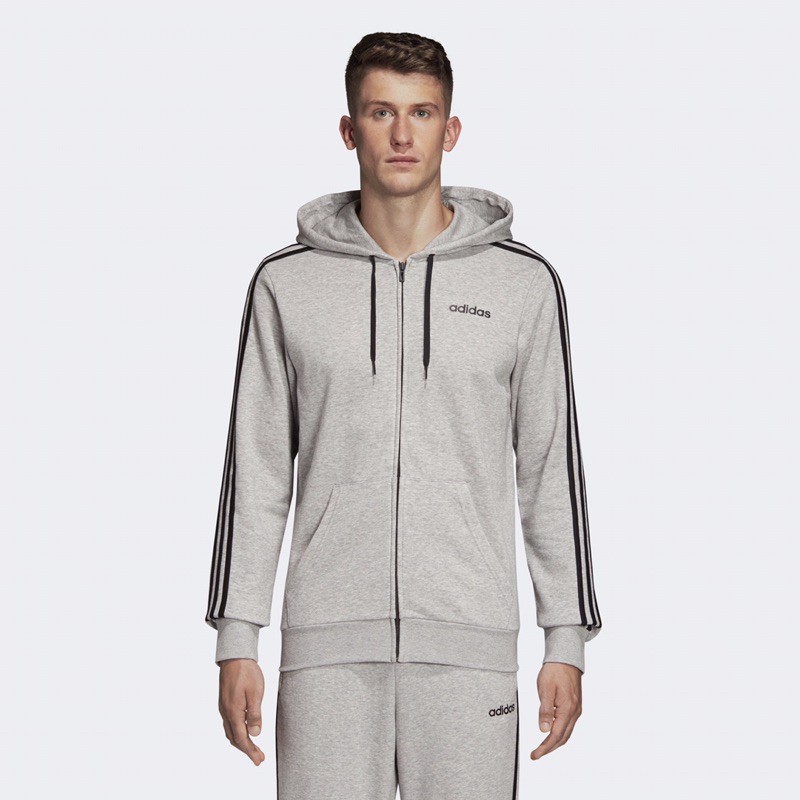 Adidas Men Essentials 3-Stripes Track Jacket Grey Original