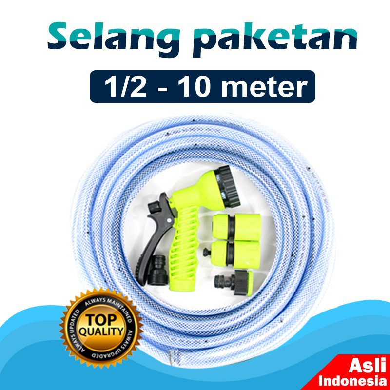 SELANG AIR PAKETAN 1/2 INCH 10 METER / SELANG TAMAN / SELANG CUCI MOTOR / SELANG SERAT BENANG / MONO