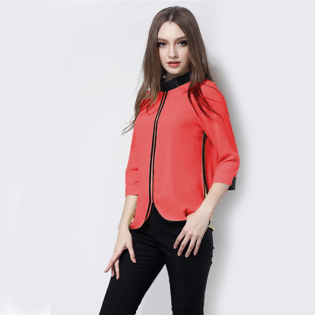 CARMILA Baju Kekinian Cewek Murah Wanita Grosir blouse white zuky bhn rayon bangkok LD96 PJ 67 i.878