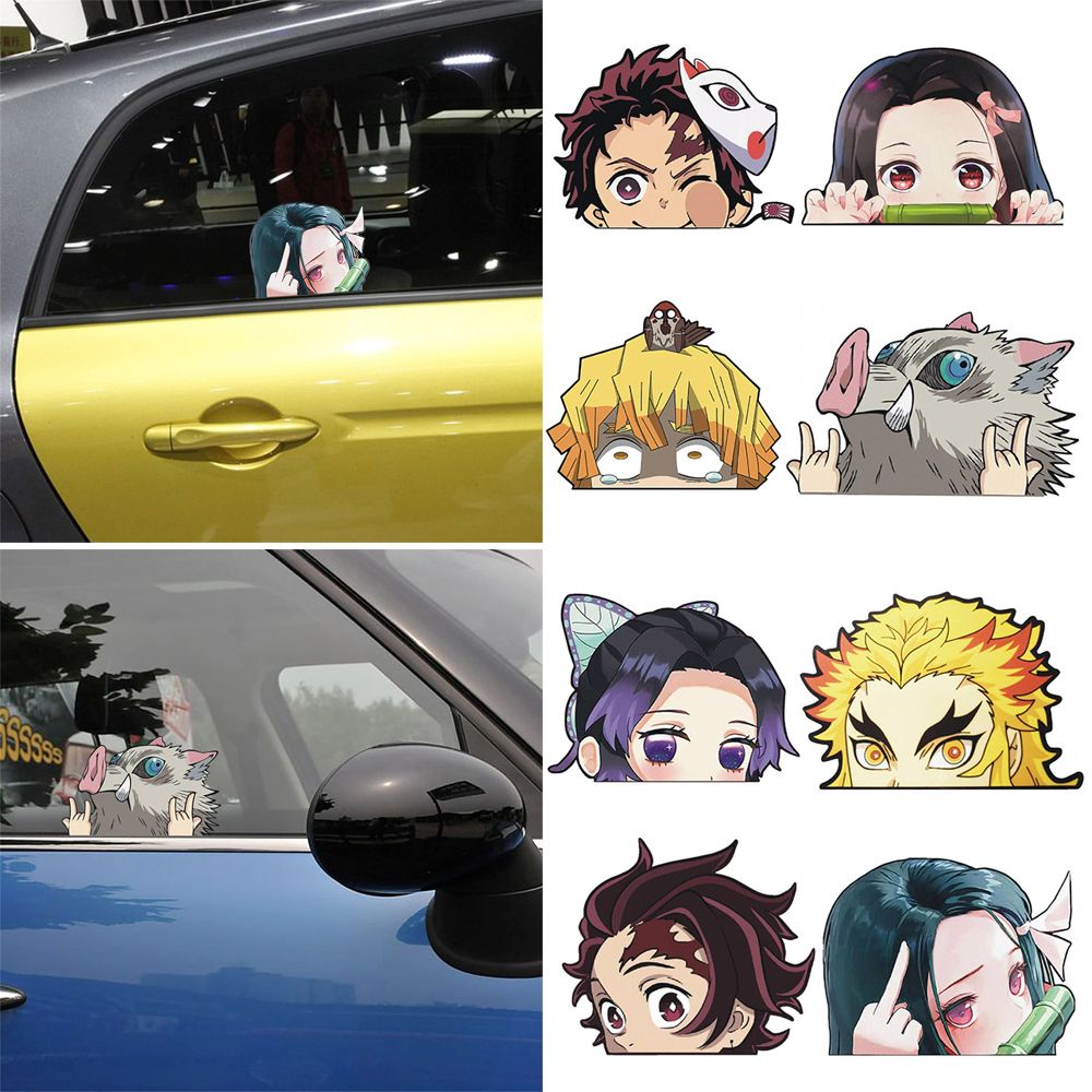 WONDERFUL New Anime Car Decals Windows Sticker Auto-styling Car Stickers Car Accessories Car-styling Creative Waterproof Auto Decal Windshield Demon Slayer