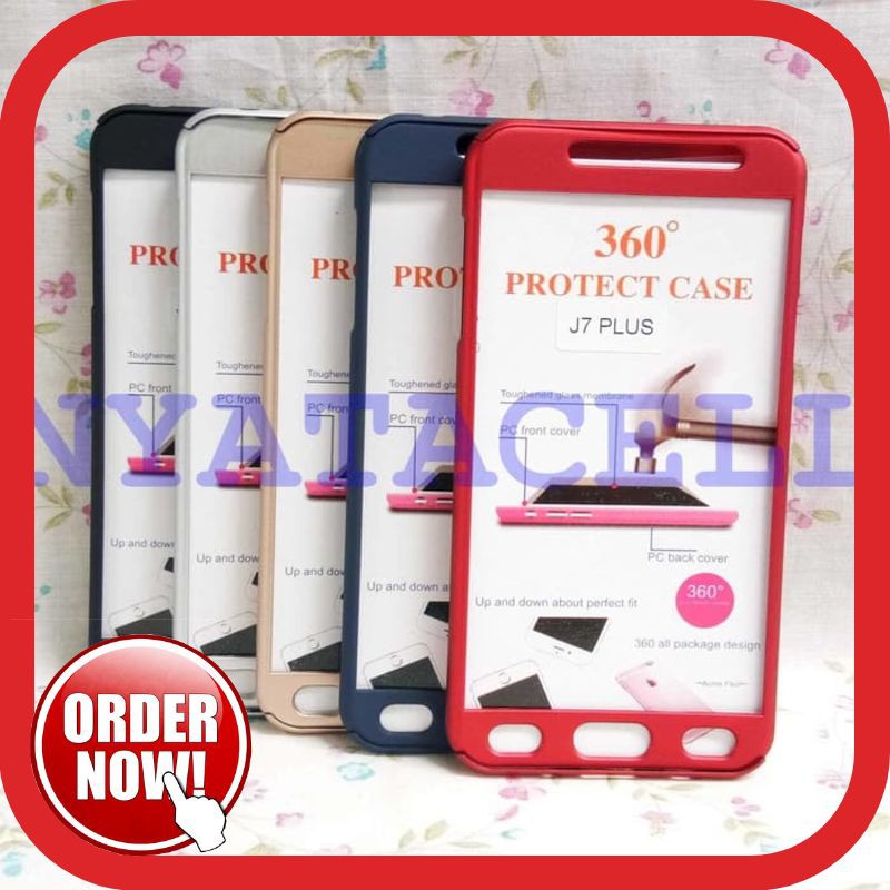 MURAH Case Protect 360 Samsung Galaxy J7+ Plus Slim Hard/Ipaky/Full Body - Merah