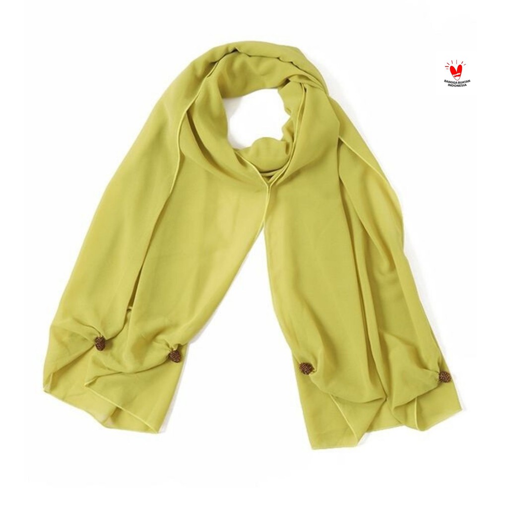 Syal Leher  Scarf Leher Sifon polos Lime kuning GESYAL PAsmina Persegi Panjang