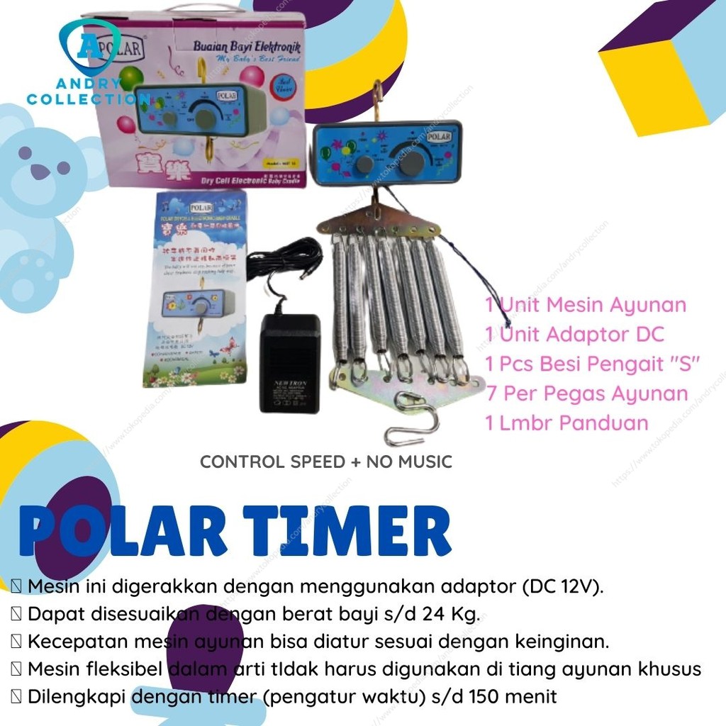 Ayunan Bayi Otomatis Elektrik POLAR TIMER lengkap per ayunan baby #ANDRYCOLLECTION