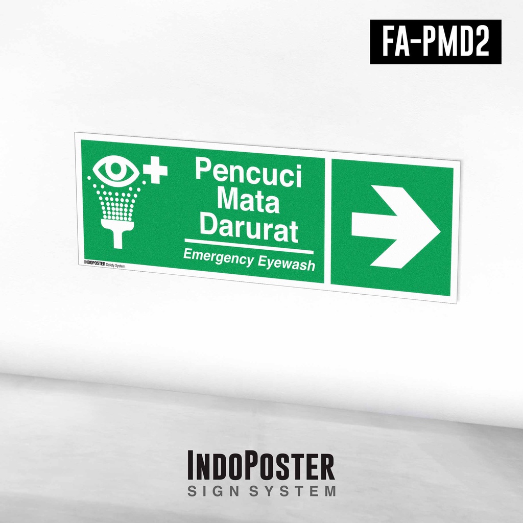 

Stiker Safety Sign Rambu K3 Arah Pencuci Mata Darurat Emergency Eyewash