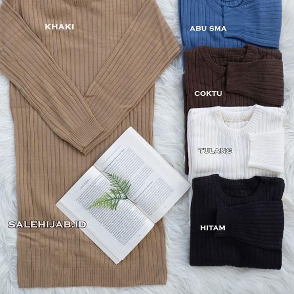 Grosir Tunik Rajut Polos - tunic dress panjang selutut ,,,,,