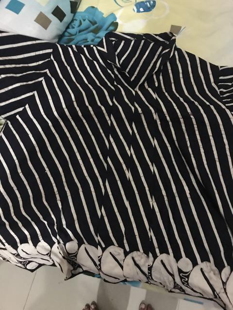 Atasan Batik Solo Wanita Kartini Line Soft Warna Blue  Red Dan Black Catton Cap