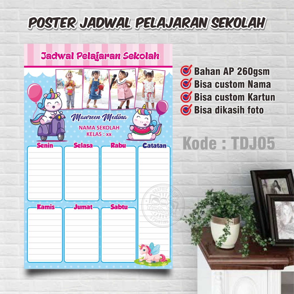 Jual Poster Jadwal Pelajaran Custom Sekolah Shopee Indonesia 5775