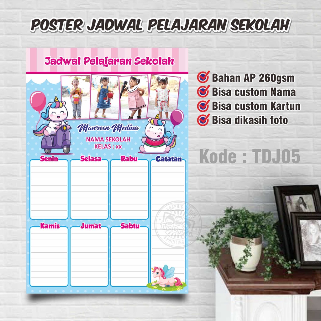 

Poster Jadwal Pelajaran Custom Sekolah