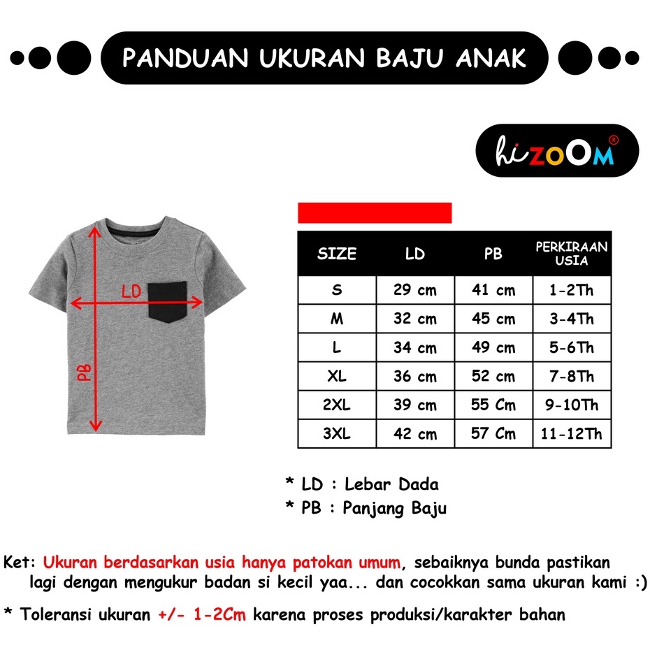 hizoom Baju Kaos Oblong Anak Laki Laki Motif Salur Stripe Umur 1-12 Tahun Bahan Katun