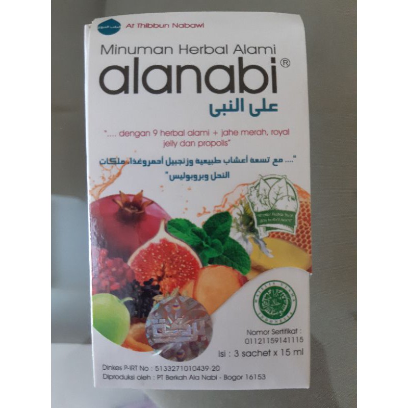 

Alanabi minuman Herbal utk flu, batuk, masuk angin, maag, penghangat tubuh penjaga daya tahan tubuh 1 pack isi 3 sachet
