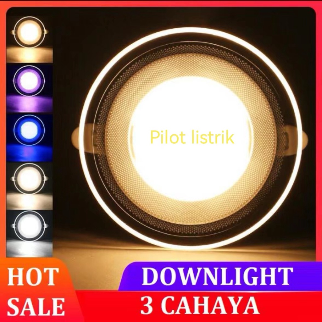 LAMPU DOWNLIGHT LED 3 WARNA 6WATT/ KUNING BIRU UNGU / PUTIH KUNING WARMWHITE /PANEL LED/LAMPU PLAFON