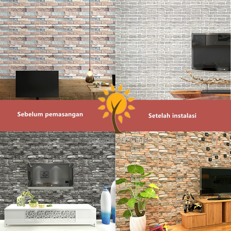  Wallpaper Dinding 77 x 70 CM Stiker Wallfoam 3D Sticker Dekorasi Kamar Rumah Murah Seri Batu Alam-5