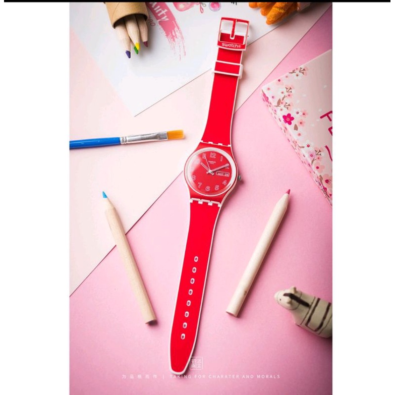 SWATCH GW705 - Jam Tangan Wanita - Poppy Field - Merah