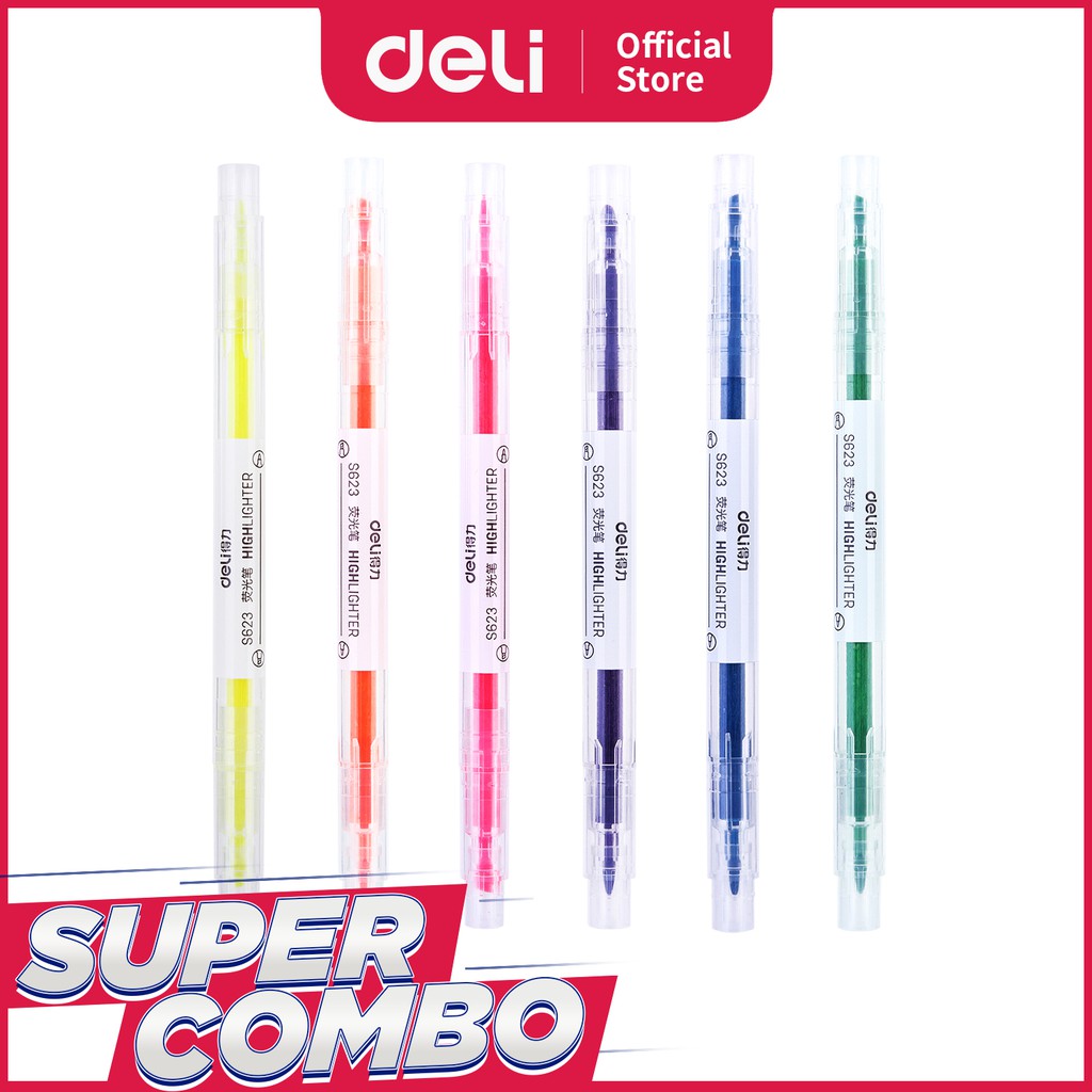 

Deli Highlighter 6-Warna Candy/Set Double Lead, Cocok Untuk Pelajar S623