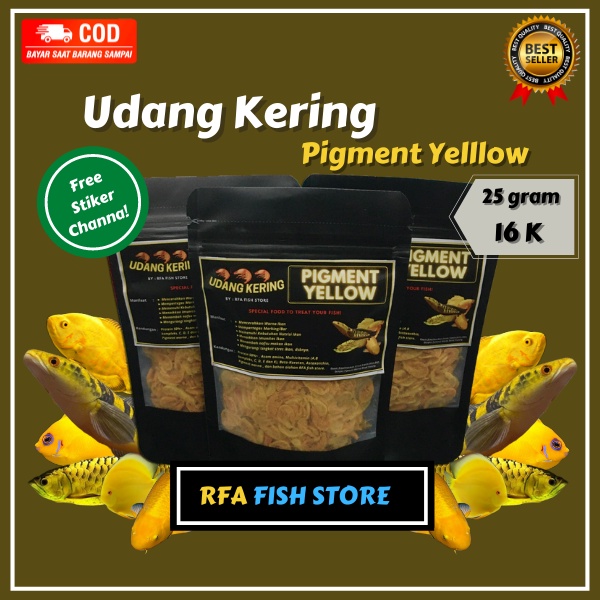 Udang Kering RFA Pigment Yellow Pakan Ikan Predator channa Varian Yellow Maru Auranti bukan el barca