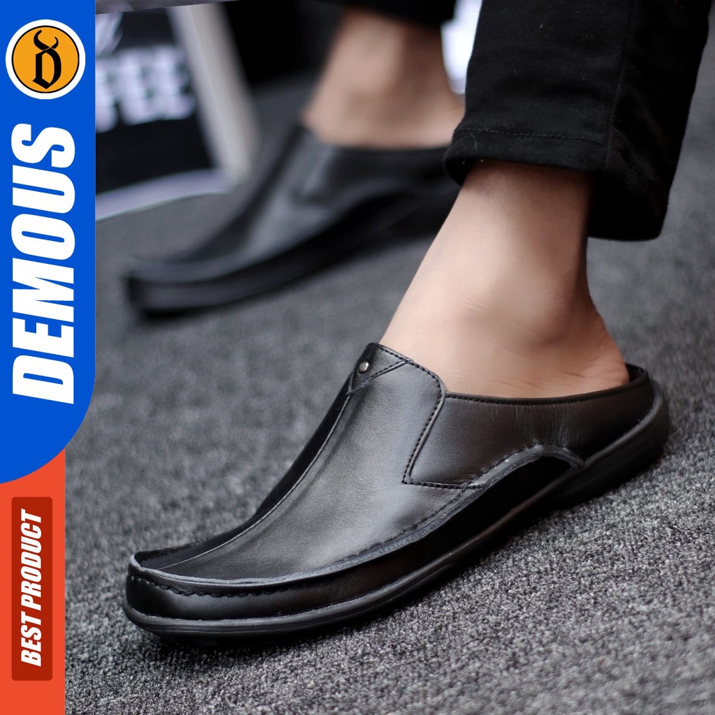 DEMOUS Akagi - Sepatu Sandal Pria Bustong Casual Kulit Asli