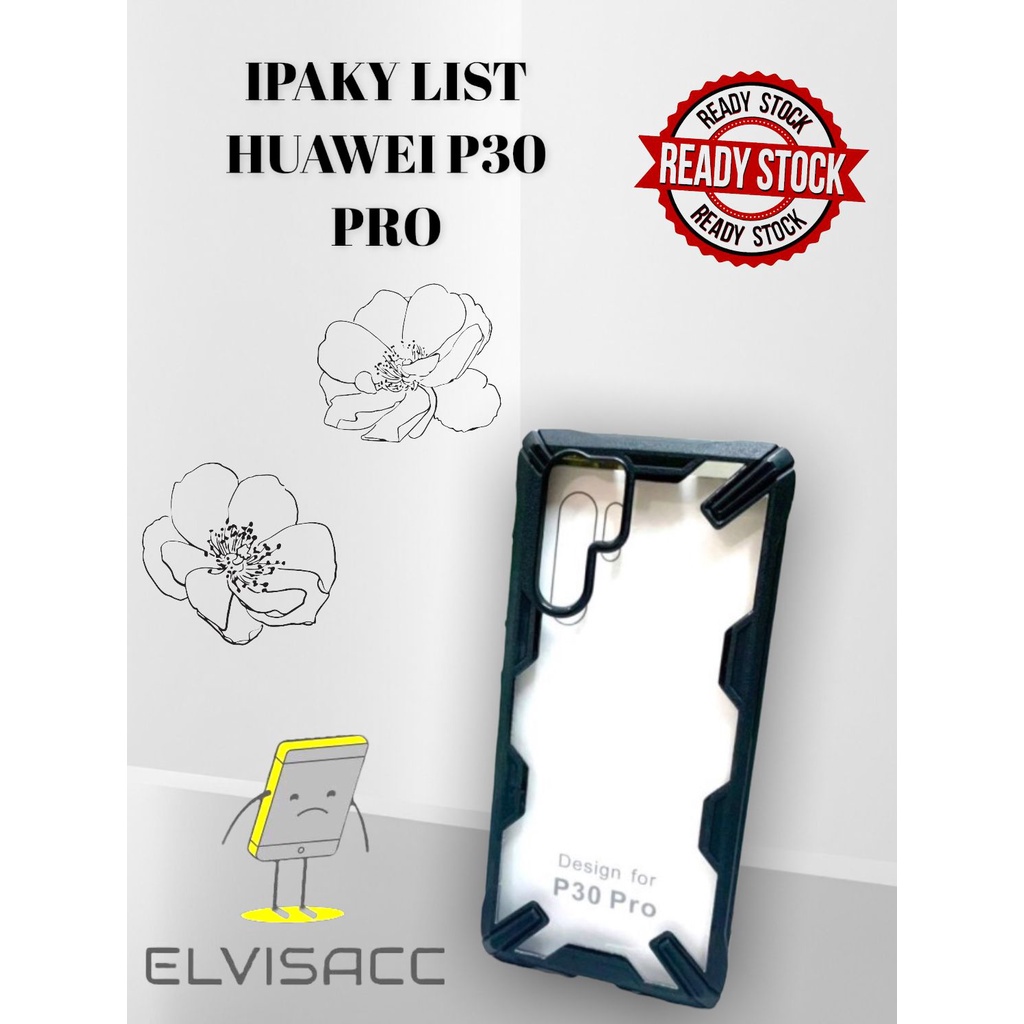 CASE HUAWEI P30 / P30 PRO IPAKY SOFTHARD LIST BLACK BACKCASE WARNA HITAM FOR HUAWEI P30/P30 PRO