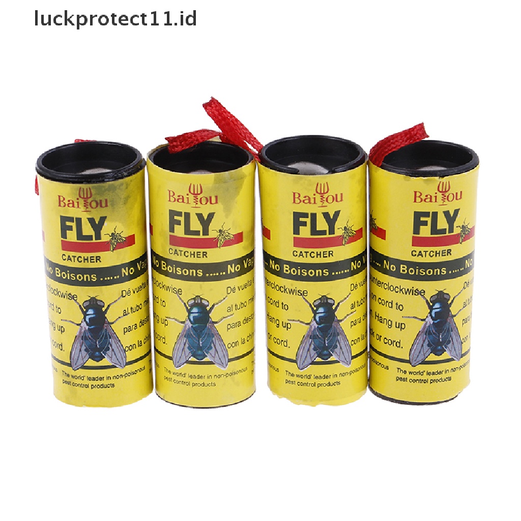 //HG&amp;ID// 4 Rolls Insect Bug Fly Glue Paper Catcher Trap Ribbon Tape Strip Sticky Flies .