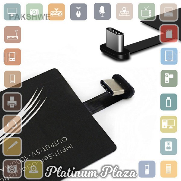 Qi Wireless Charging Receiver USB Type-C for Smartphone - P9 - Black`7GCJNT-