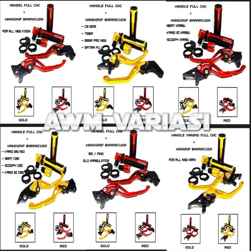PAKET HANDGRIP BARACUKA+HANDEL REM STELAN NMAX/VARIO 125/ 150/VARIO 110/BEAT/MIO/cb-150/vixion/tiger