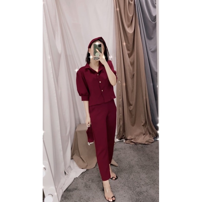 Marion Set || Setelan Wanita || One Set Korea Pants || Vaeesan