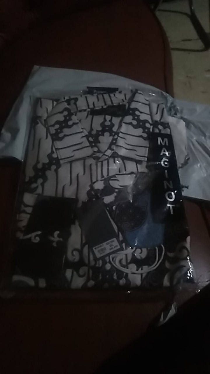 Maginot Kemeja Batik 2.0 Diraya-ls Motif Timbul Lengan Panjang Pria + Free Masker