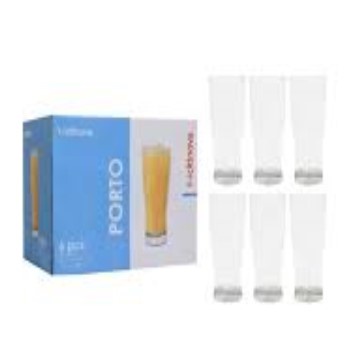 GELAS KACA JUICE/BEER TINGGI- CAFE PORTO ISI 6PCS