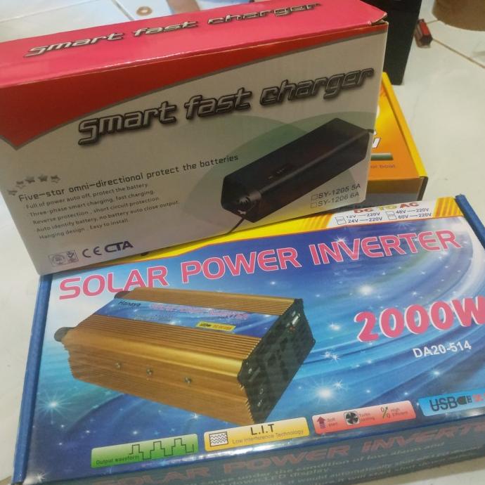 Power Inverter 2000 Watt Plus Smart Fast Charger Aki 5 Ampere /1 Paket Terlaris